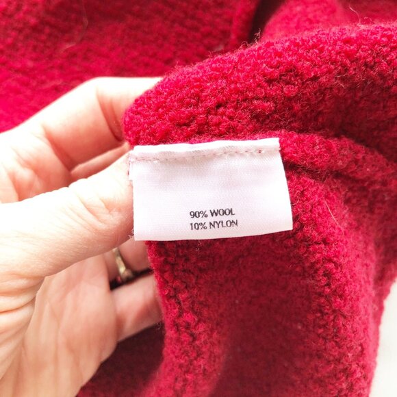 EILEEN FISHER Wool Red V Neck Pullover Sweater Womens Small Petite - Picture 6 of 10